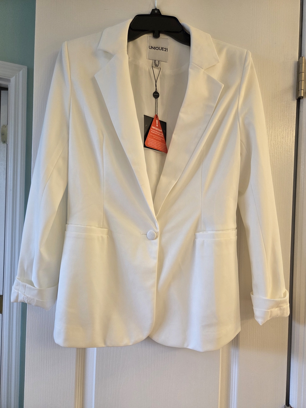 Unique 21 White Single-Button Tailored Blazer